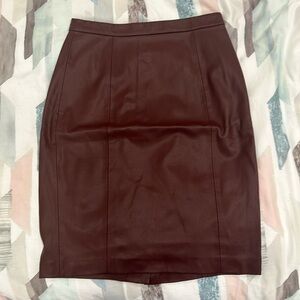 Vegan leather burgandy skirt